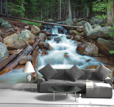 Bos fotobehang Jungle waterval - TenStickers