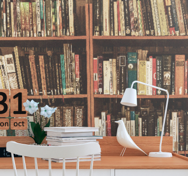 Fotobehang kunst boekenplank met literatuur - TenStickers