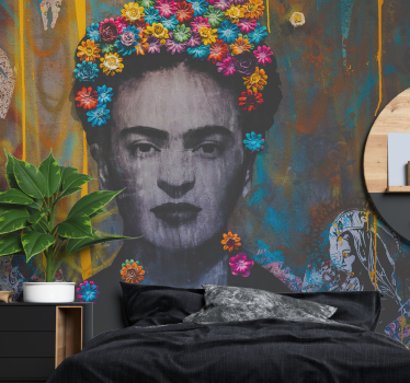 Fotobehang kunst frida bloemportret - TenStickers