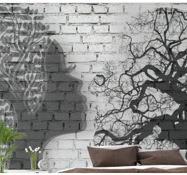 Fotobehang kunst vrouw silhouet profiel - TenStickers