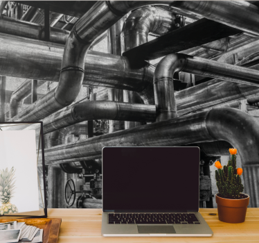 Fotobehang lijnen industriële pijpenpatronen - TenStickers