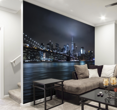 New York fotobehang in de nacht - TenStickers