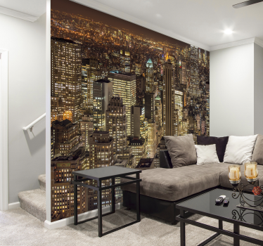 New York fotobehang nachtvisie - TenStickers