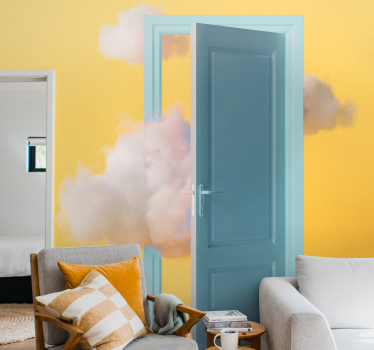 Fotobehang open deur met wolk - TenStickers