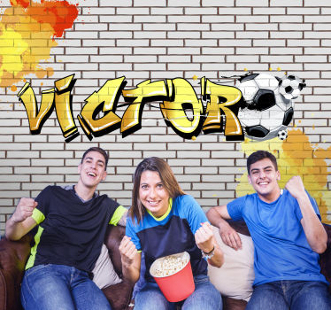 Fotobehang tienerkamer Voetbal graffiti - TenStickers