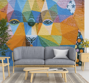 Geometrische katachtige graffiti fotobehang - TenStickers