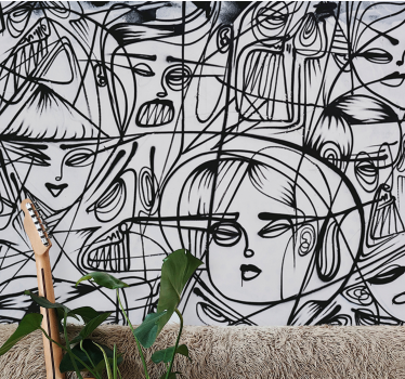 Graffiti fotobehang abstracte expressie gezichten - TenStickers