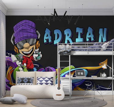 Graffiti fotobehang coole cartoon karakter - TenStickers