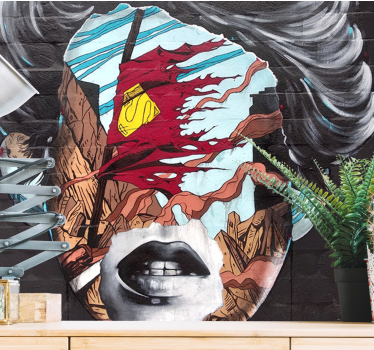 Graffiti fotobehang fragmented human profile - TenStickers