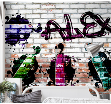Graffiti fotobehang kleurrijk skateboard ontwerp - TenStickers