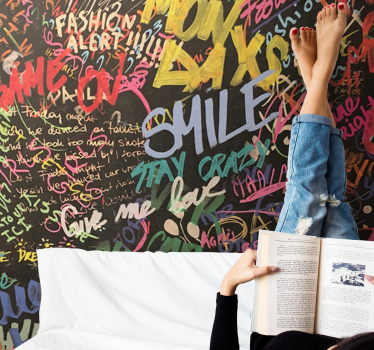 Graffiti fotobehang kleurrijke graffiti expressies - TenStickers