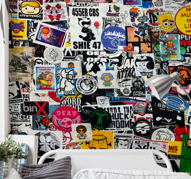 Graffiti fotobehang kleurrijke sticker collage - TenStickers