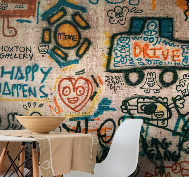 Graffiti fotobehang kleurrijke straatkunst - TenStickers