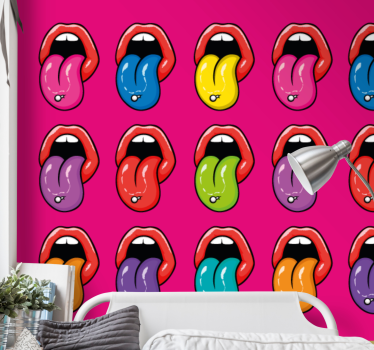 Graffiti fotobehang kleurrijke tonguitdrukkingen - TenStickers