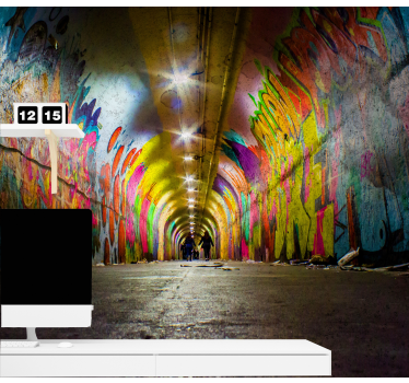 Graffiti fotobehang levendige tunnel graffiti - TenStickers