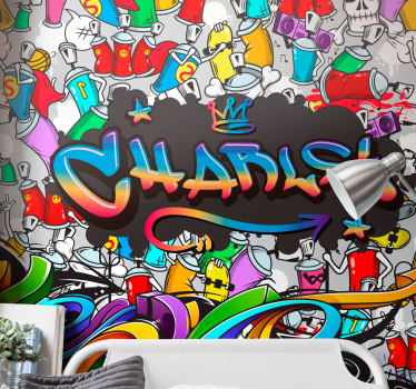 Graffiti fotobehang met aangepaste naam - TenStickers