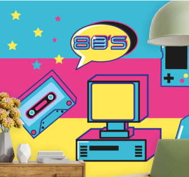 Graffiti fotobehang retro gaming elementen - TenStickers