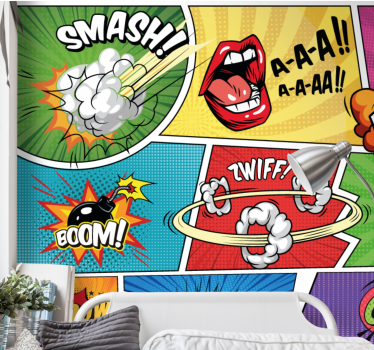 Graffiti fotobehang stripboek actie - TenStickers