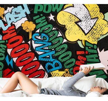 Graffiti fotobehang stripboek geluiden - TenStickers