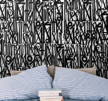 Graffiti fotobehang zwarte abstracte patronen - TenStickers