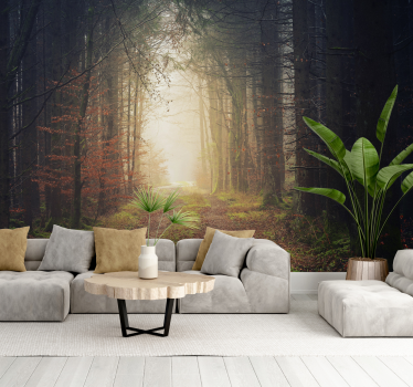 Herfst weg foto behang bos - TenStickers