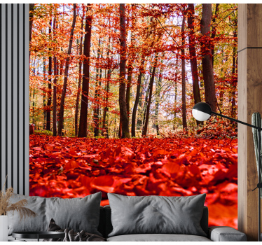 Herfstbladerdak foto behang bos - TenStickers