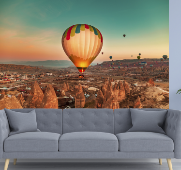Hete luchtballon landschap fotobehang - TenStickers