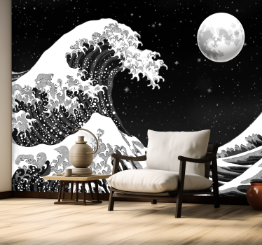 Japanse kanagawagolf 's nachts fotobehang klassieke kunst - TenStickers