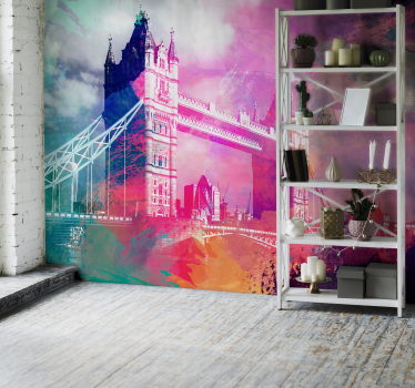 Kleurrijk brugsilhouet fotobehang London - TenStickers