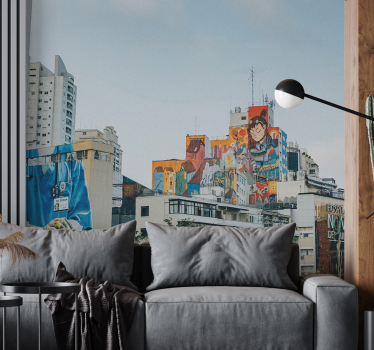Kleurrijke stedelijke muurschildering graffiti fotobehang - TenStickers