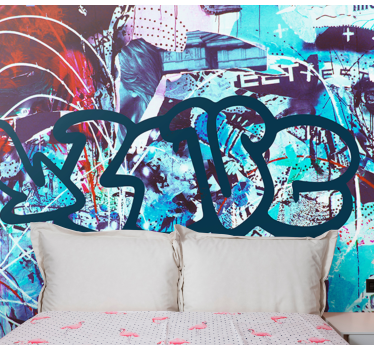 Kleurrijke stedelijke straatkunst graffiti fotobehang - TenStickers