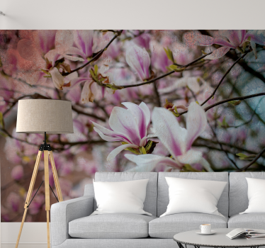 Magnolia bloesem explosie orchideeën fotobehang - TenStickers