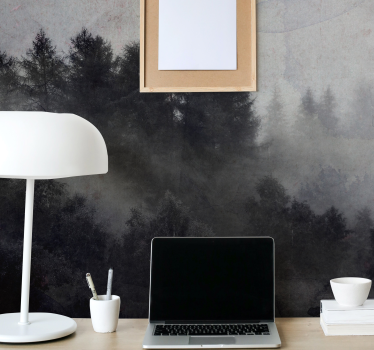 Mistige mistige atmosfeer foto behang bos - TenStickers