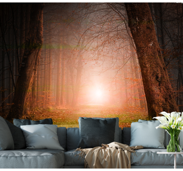 Mysterieus bospad foto behang bos - TenStickers