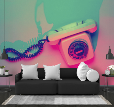 Retro telefoonontwerp graffiti fotobehang - TenStickers
