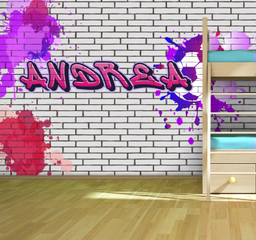 Roze naam graffiti fotobehang - TenStickers