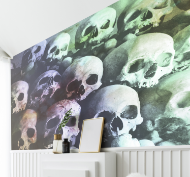 Schedels en kleur graffiti fotobehang - TenStickers