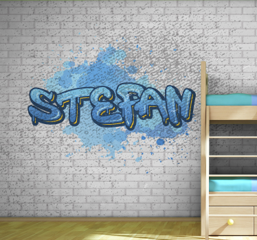 Slaapkamer fotobehang Blauwe graffiti - TenStickers