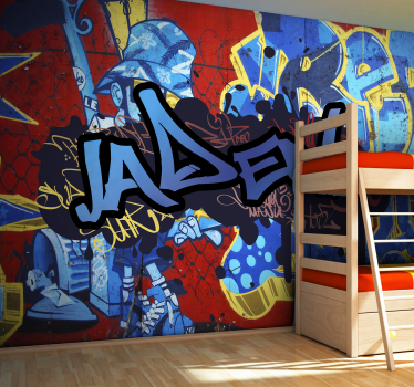 Slaapkamer fotobehang Graffiti aangepaste naam - TenStickers