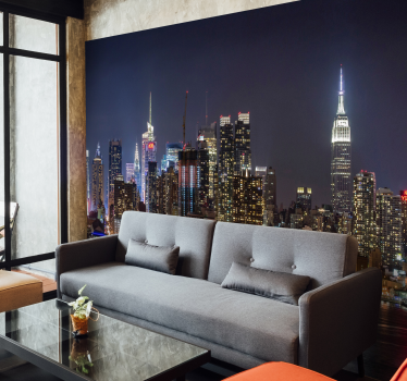 Stedelijke skyline nacht foto behang New York - TenStickers