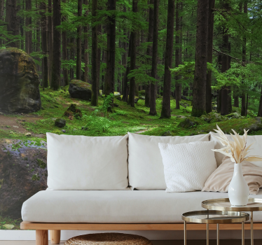 Weelderige groene plek foto behang bos - TenStickers