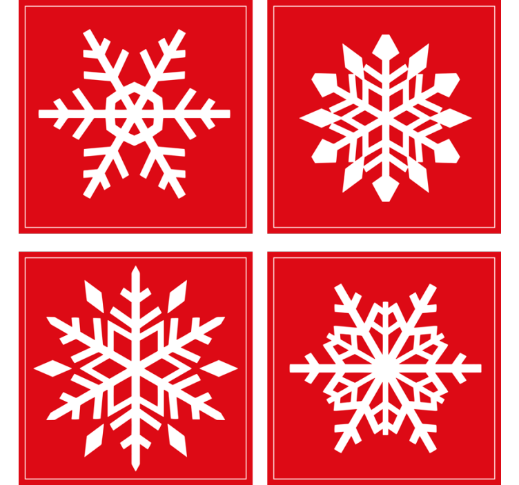 Kerst onderzetters Rode sneeuwvlokken - TenStickers