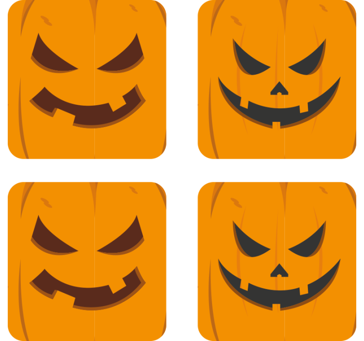 Verschillende pompoenen onderzetters halloween - TenStickers
