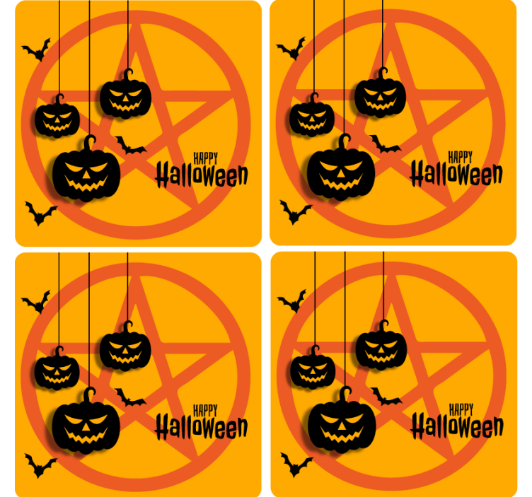 Griezelig pompoenmotief Halloween onderzetters - TenStickers
