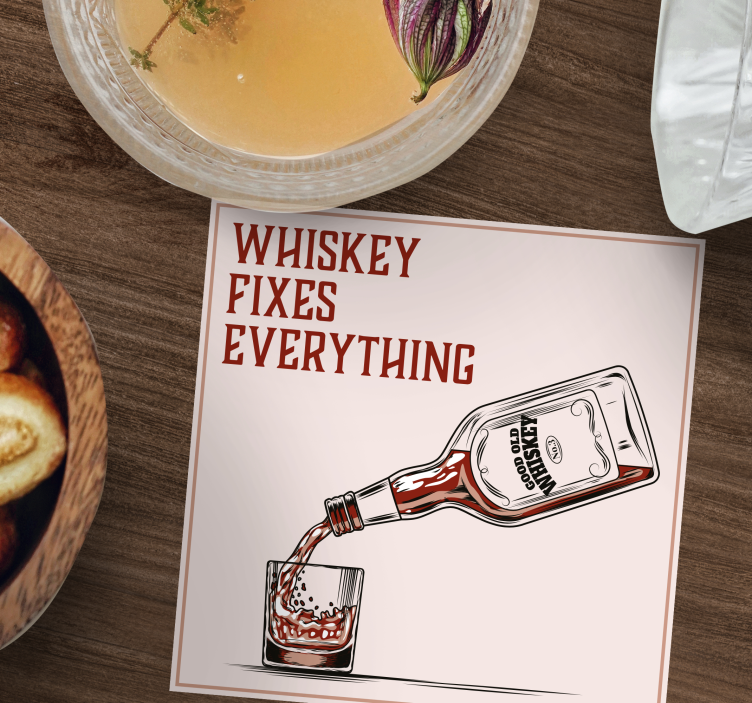 Citaat onderzetters whiskey inschenken visual - TenStickers