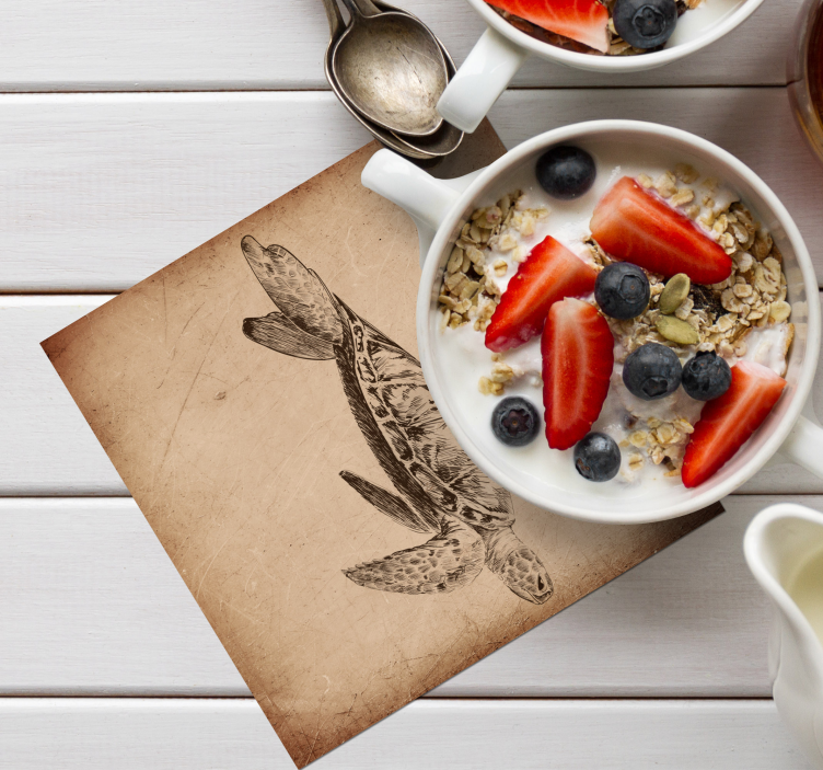 De vintage onderzetter van de schildpadillustratie - TenStickers