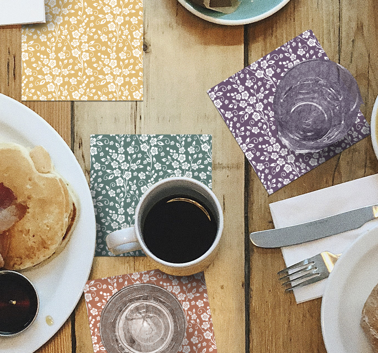 Elegante bloempatroon onderzetter - TenStickers