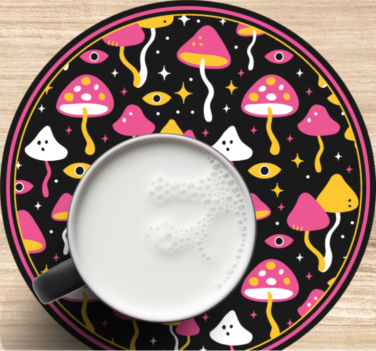 Enge onderzetters met kleurrijk paddenstoelenpatroon - TenStickers