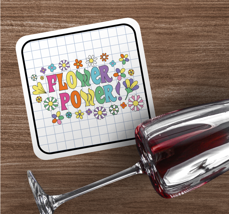 Enge onderzetters met kleurrijke bloementypografie - TenStickers