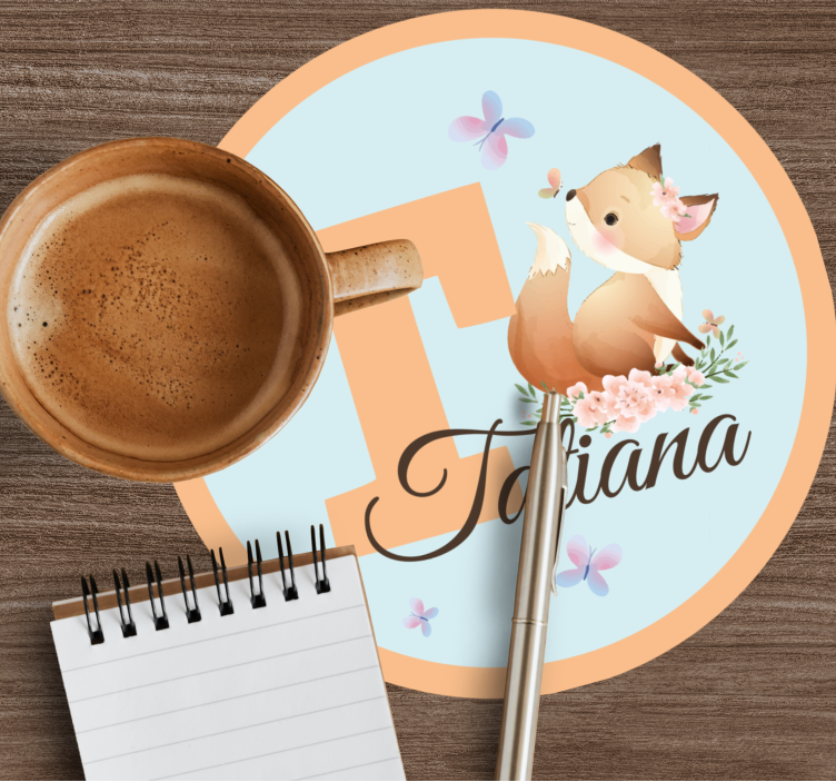 Gepersonaliseerde onderzetters met speelse vos ontwerp - TenStickers